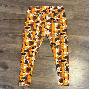 Women’s Orange and Black Cat Print Leggings. Perfect for Halloween!